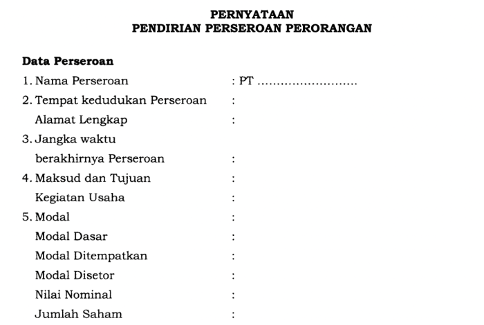 Syarat Pembuatan PT Perorangan