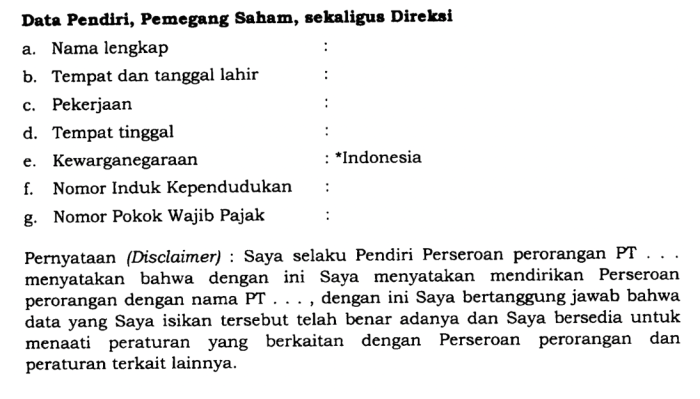 Syarat Pembuatan PT Perorangan