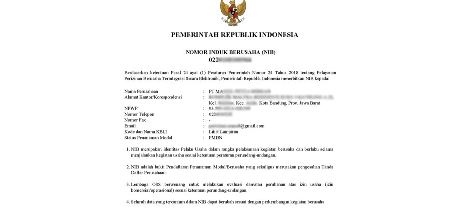 Jasa pengurusan NIB PT di Sukajadi Bandung