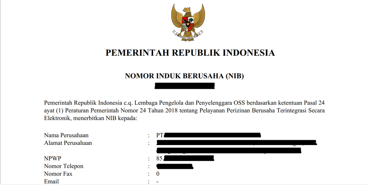 Jasa pengurusan NIB PT di Jakarta